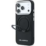 Karl Lagerfeld PU Saffiano Ring Stand MagSafe kryt pre iPhone 18 Pro, čierny