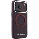Karl Lagerfeld PU Saffiano Ring Stand MagSafe kryt pre iPhone 18 Pro Max, Burgundy