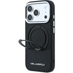 Karl Lagerfeld PU Saffiano Ring Stand MagSafe kryt pre iPhone 18 Pro Max, čierny