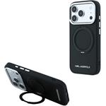Karl Lagerfeld PU Saffiano Ring Stand MagSafe kryt pre iPhone 18 Pro Max, čierny