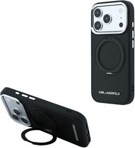 Karl Lagerfeld PU Saffiano Ring Stand MagSafe kryt pre iPhone 18 Pro Max, čierny