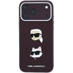 Karl Lagerfeld PU Semi Wrap Saffiano K&CH Heads kryt pre iPhone 18 Pro Max, Burgundy