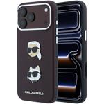 Karl Lagerfeld PU Semi Wrap Saffiano K&CH Heads kryt pre iPhone 18 Pro Max, Burgundy