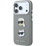 Karl Lagerfeld PU Semi Wrap Saffiano K&CH Heads kryt pre iPhone 18 Pro Max, sivý