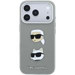 Karl Lagerfeld PU Semi Wrap Saffiano K&CH Heads kryt pre iPhone 18 Pro Max, sivý