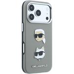 Karl Lagerfeld PU Semi Wrap Saffiano K&CH Heads kryt pre iPhone 18 Pro Max, sivý