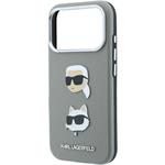 Karl Lagerfeld PU Semi Wrap Saffiano K&CH Heads kryt pre iPhone 18 Pro Max, sivý