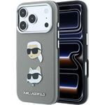Karl Lagerfeld PU Semi Wrap Saffiano K&CH Heads kryt pre iPhone 18 Pro Max, sivý