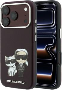 Karl Lagerfeld PU Semi Wrap Smooth Sketch Bodies Magsafe kryt pre iPhone 18 Pro, Burgundy
