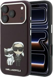 Karl Lagerfeld PU Semi Wrap Smooth Sketch Bodies Magsafe kryt pre iPhone 18 Pro Max, Burgundy