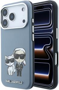 Karl Lagerfeld PU Semi Wrap Smooth Sketch Bodies Magsafe kryt pre iPhone 18 Pro Max, modrý