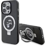Karl Lagerfeld Ringstand Karl a Choupette MagSafe kryt pre iPhone 15 Pro, čierny