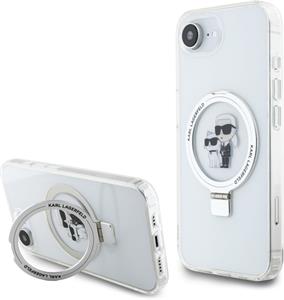 Karl Lagerfeld Ringstand Karl and Choupette MagSafe kryt pre iPhone 16e, biely
