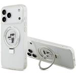 Karl Lagerfeld Ringstand Karl and Choupette MagSafe kryt pre iPhone 17 Pro Max, biely