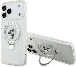 Karl Lagerfeld Ringstand Karl and Choupette MagSafe kryt pre iPhone 17 Pro Max, biely