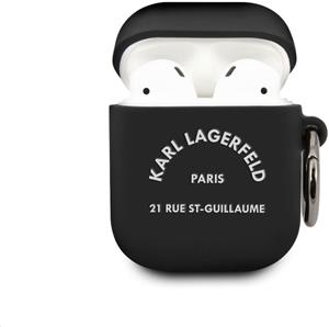 Karl Lagerfeld Rue St Guillaume silikónové puzdro pre Airpods 1/2, čierne