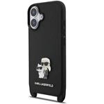 Karl Lagerfeld Saffiano Crossbody Popruh Metal Karl and Choupette kryt pre iPhone 17, čierny