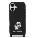 Karl Lagerfeld Saffiano Crossbody Popruh Metal Karl and Choupette kryt pre iPhone 17, čierny