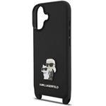 Karl Lagerfeld Saffiano Crossbody Popruh Metal Karl and Choupette kryt pre iPhone 17, čierny