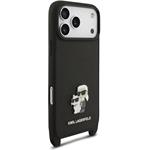 Karl Lagerfeld Saffiano Crossbody popruh Metal Karl and Choupette kryt pre iPhone 17 Pro, čierny