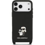 Karl Lagerfeld Saffiano Crossbody popruh Metal Karl and Choupette kryt pre iPhone 17 Pro Max, čierny