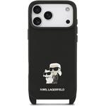 Karl Lagerfeld Saffiano Crossbody Popruh Metal Karl and Choupette kryt pre iPhone 18 Pro, čierny