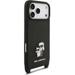 Karl Lagerfeld Saffiano Crossbody Popruh Metal Karl and Choupette kryt pre iPhone 18 Pro, čierny