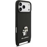 Karl Lagerfeld Saffiano Crossbody Popruh Metal Karl and Choupette kryt pre iPhone 18 Pro Max, čierny