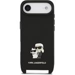 Karl Lagerfeld Saffiano Crossbody popruh Metal Karl and Choupette kryt pre iPhone Air, čierny