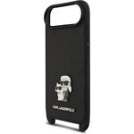 Karl Lagerfeld Saffiano Crossbody popruh Metal Karl and Choupette kryt pre iPhone Air, čierny