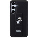 Karl Lagerfeld Saffiano Grip Stand Metal Logo kryt pre Samsung Galaxy S24, čierny