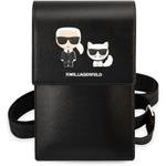 Karl Lagerfeld Saffiano Karl a Choupette peňaženka na telefón, čierna