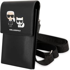 Karl Lagerfeld Saffiano Karl a Choupette peňaženka na telefón, čierna
