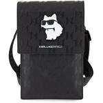 Karl Lagerfeld Saffiano Monogram Choupette NFT taška na telefón, čierna