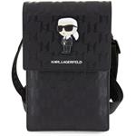 Karl Lagerfeld Saffiano Monogram Ikonik NFT taška na telefón, čierna