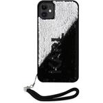 Karl Lagerfeld Sequins Reversible kryt pre iPhone 11, čierno strieborná