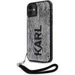 Karl Lagerfeld Sequins Reversible kryt pre iPhone 11, čierno strieborná
