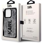 Karl Lagerfeld Sequins Reversible kryt pre iPhone 15 Pro, čierno strieborný