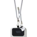 Karl Lagerfeld Universal Crossbody Popruh Cord and Choupette Pins, sivý