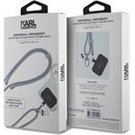 Karl Lagerfeld Universal Crossbody Popruh Cord and Choupette Pins, sivý