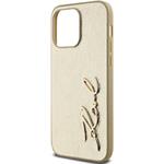 Karl Lagerfeld Wrinkled PU Signature Logo kryt pre iPhone 14 Pro, zlatý