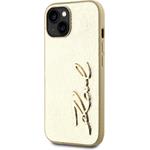 Karl Lagerfeld Wrinkled PU Signature Logo kryt pre iPhone 14, zlatý