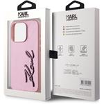 Karl Lagerfeld Wrinkled PU Signature Logo kryt pre iPhone 15 Pro, ružový