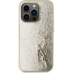 Karl Lagerfeld Wrinkled PU Signature Logo kryt pre iPhone 15 Pro, zlatý