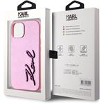 Karl Lagerfeld Wrinkled PU Signature Logo kryt pre iPhone 15, ružový