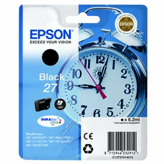 kazeta Epson C13T27014010, 27, black, 6,2ml, Epson WF-3620, 3640, 7110, 7610, 7620