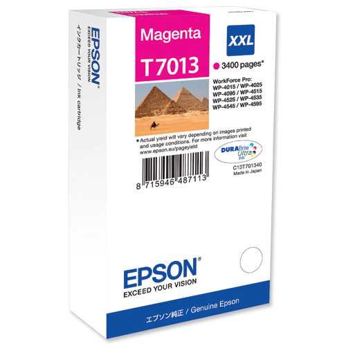 kazeta EPSON T7013 XXL Magenta WP4000/4500 series (3400 str.)