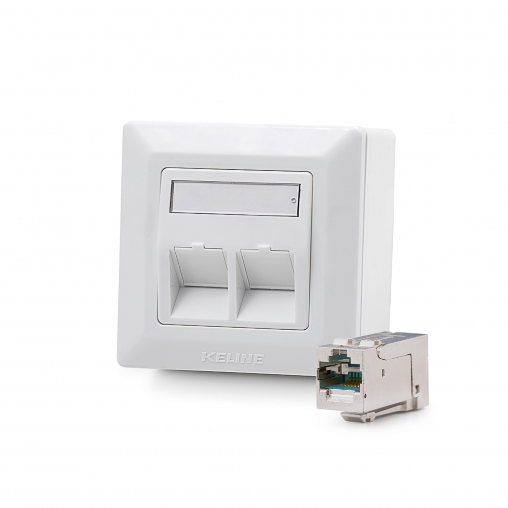Keline zásuvka Modulo50 Cat 6A, povrchová, osadená s 2xKEJ-C6A-S-HD