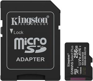 Kingston Canvas Select Plus Gen 3, microSDXC, 256 GB + adaptér