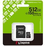 Kingston Canvas Select Plus Gen 3, microSDXC, 512 GB + adaptér